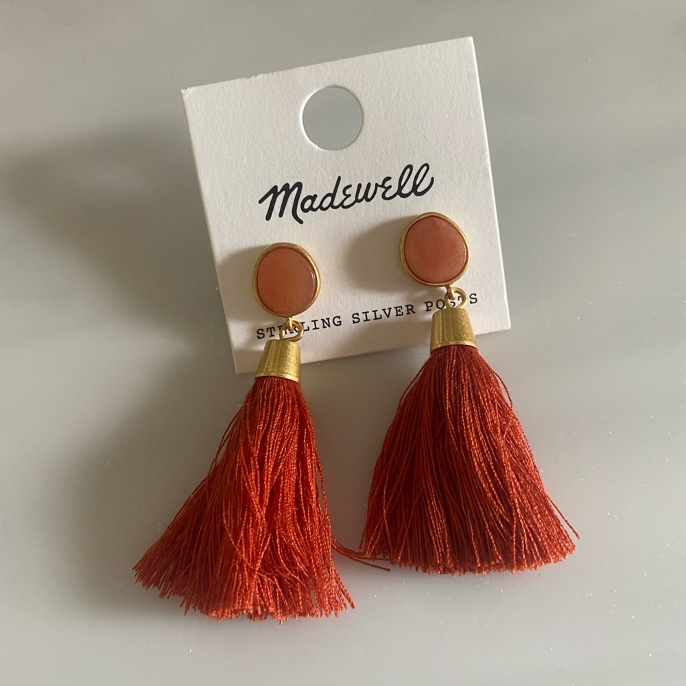 Madewell Orange Tassel Earrings